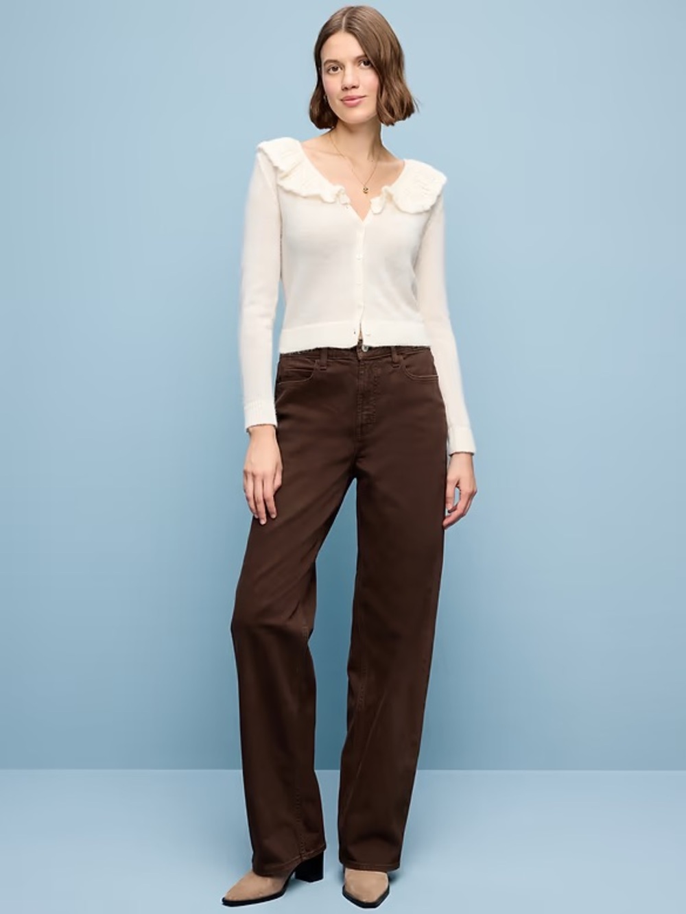 Old Navy Wide-Leg High-Rise Jeans in Dark Brown Tall
